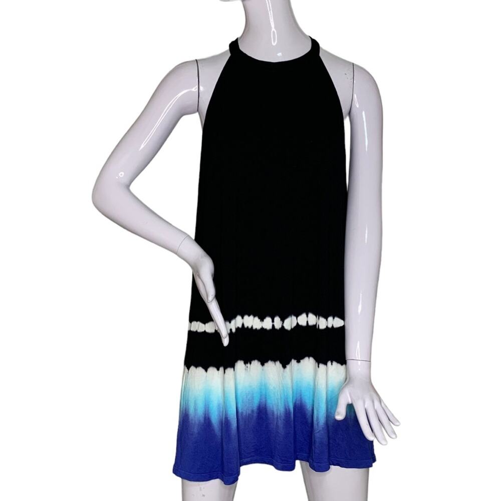 PL Movement Tie Dye Dress Halter Neck Ombre Black/Blue/White Size M - Picture 2 of 12